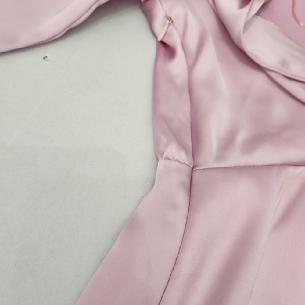 Zara Dress Womens Size Small Light Pink‎ Shirt Satin Collared Wrap Elegant Dress - Picture 3 of 14